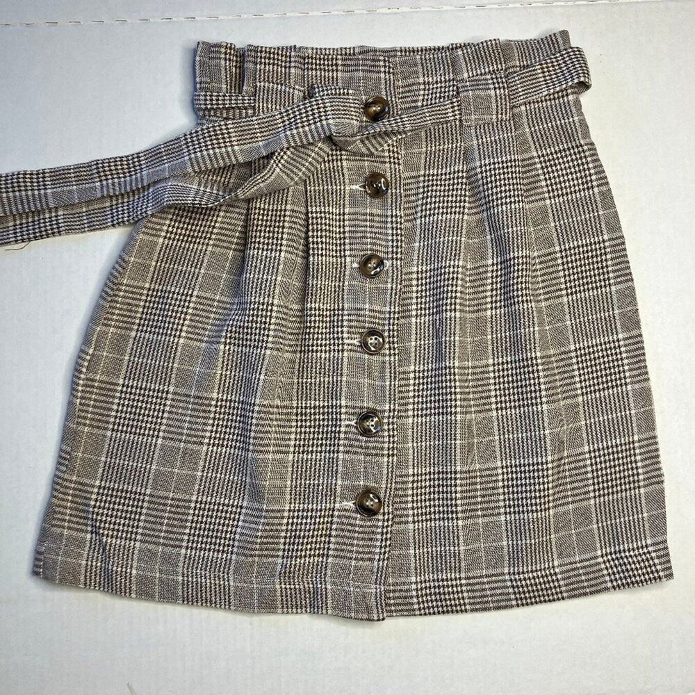 Cute little Brown Plaid Pleated Skirt XS
